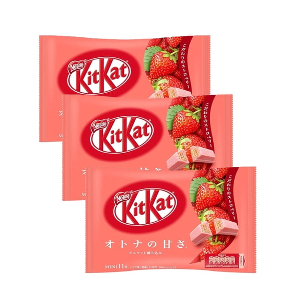 Nestlé KitKat Mini Wafer Bars Strawberry Flavour 3 Pack (10 Pieces Each)