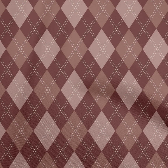 oneOone Polyester Spandex Brown Fabric Check Quilting Supplies Print Sewing Fabric By The Yard 56 Inch Wide