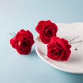 thumbnail image 2 of 6 Pcs Pinces à Cheveux Fleur Rose Épingle à Cheveux Rose Épingles à Cheveux de Mariée Broche en Forme de U Accessoires de Cheveux de Mariage pour Femmes Filles Fête, 2 of 5