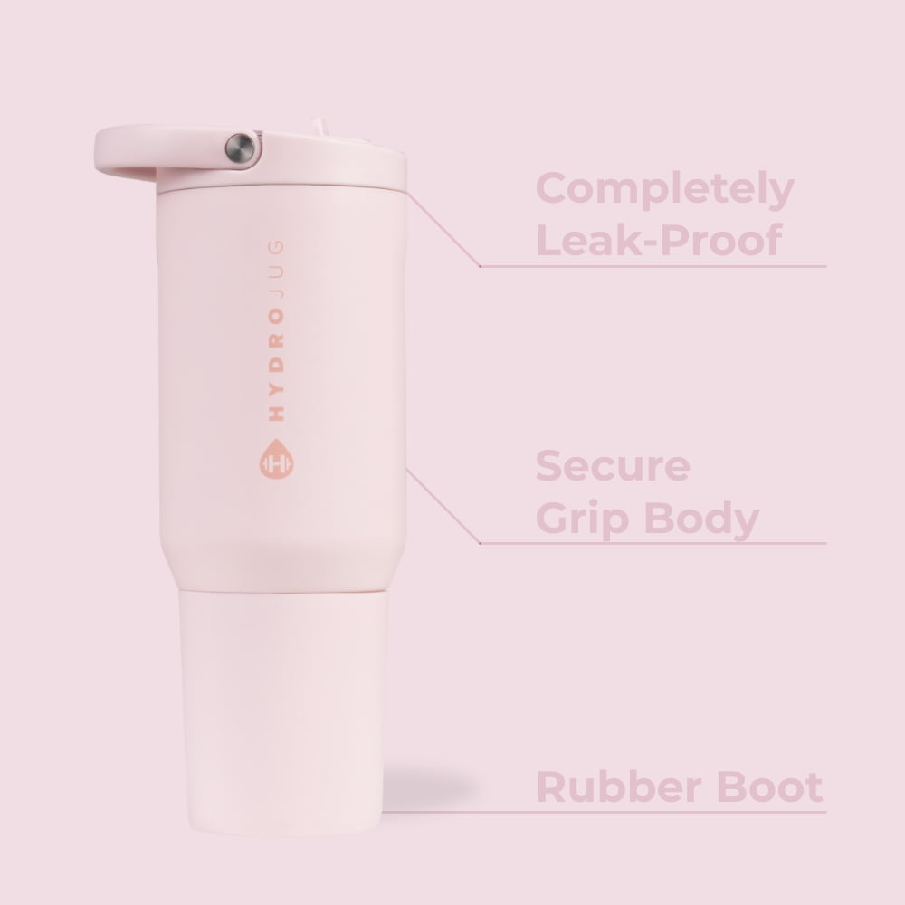 HydroJug Sport 20 oz Stainless Steel Water Bottle with Flip Straw, Insulated Leak-Proof Tumbler for Gym & Outdoor - Pink Sand