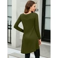 thumbnail image 6 of Chiclily Women's Long Sleeve Sweater Dress Army Green Medium Loose Casual Tunic Dress with Side Button, 6 of 6