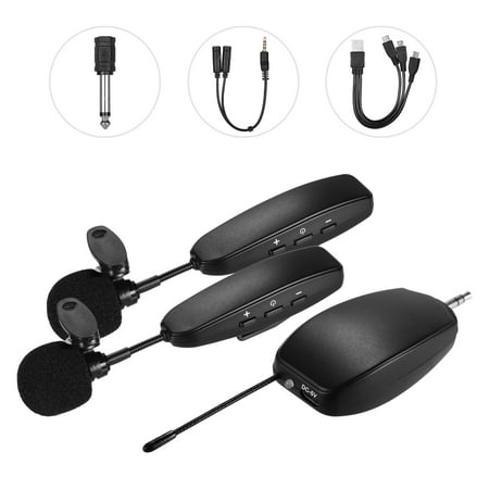 Wireless UHF Microphone System 2 Transmitter and 1 Receiver Musical Instrument Lavalier Lapel Mics for Smartphone Computer Speakers Cameras Teaching Presentation Public Speaking Voice (Best Computer Speakers For Presentations)