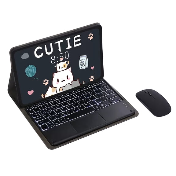 STYU Keyboard Case for Redmi pad SE 11 Inch, 7 Coolor Backlit Bluetooth Keyboard with Touchpad, Soft TPU Back Cover, Bluetooth Mouse,Purple