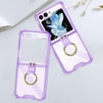 thumbnail image 6 of for Samsung Galaxy Z Flip 5 Case with Ring Stand, 1 Front Screen Protector, Crystal Clear Slim Fit, Soft TPU Bumper Shockproof Protective Phone Case for Women Girls Boys(Clear Purple), 6 of 14