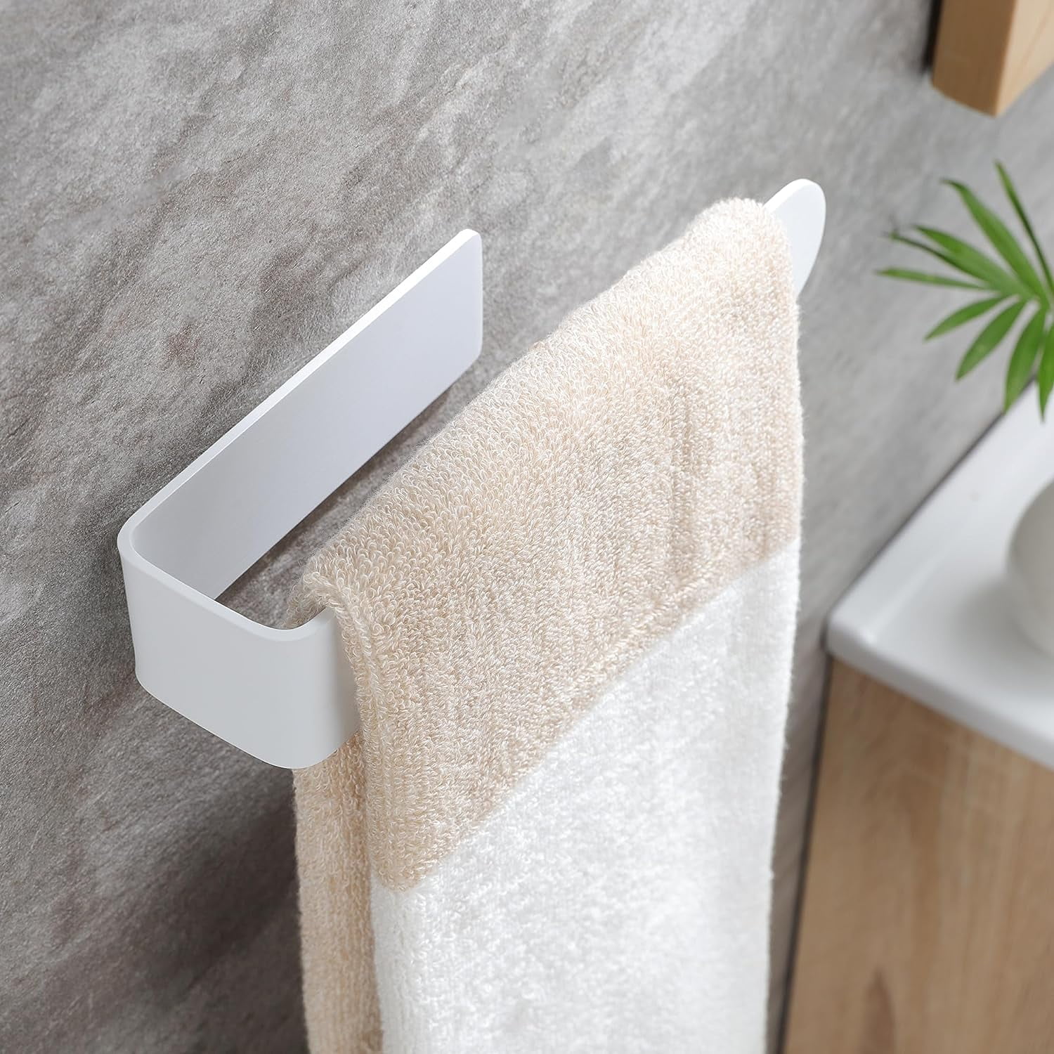 White Towel Rack Self Adhesive Hand Towel Holder Towel Ring Stainless Steel Towel Bar for Bathroom or Kitchen Wall Walmart