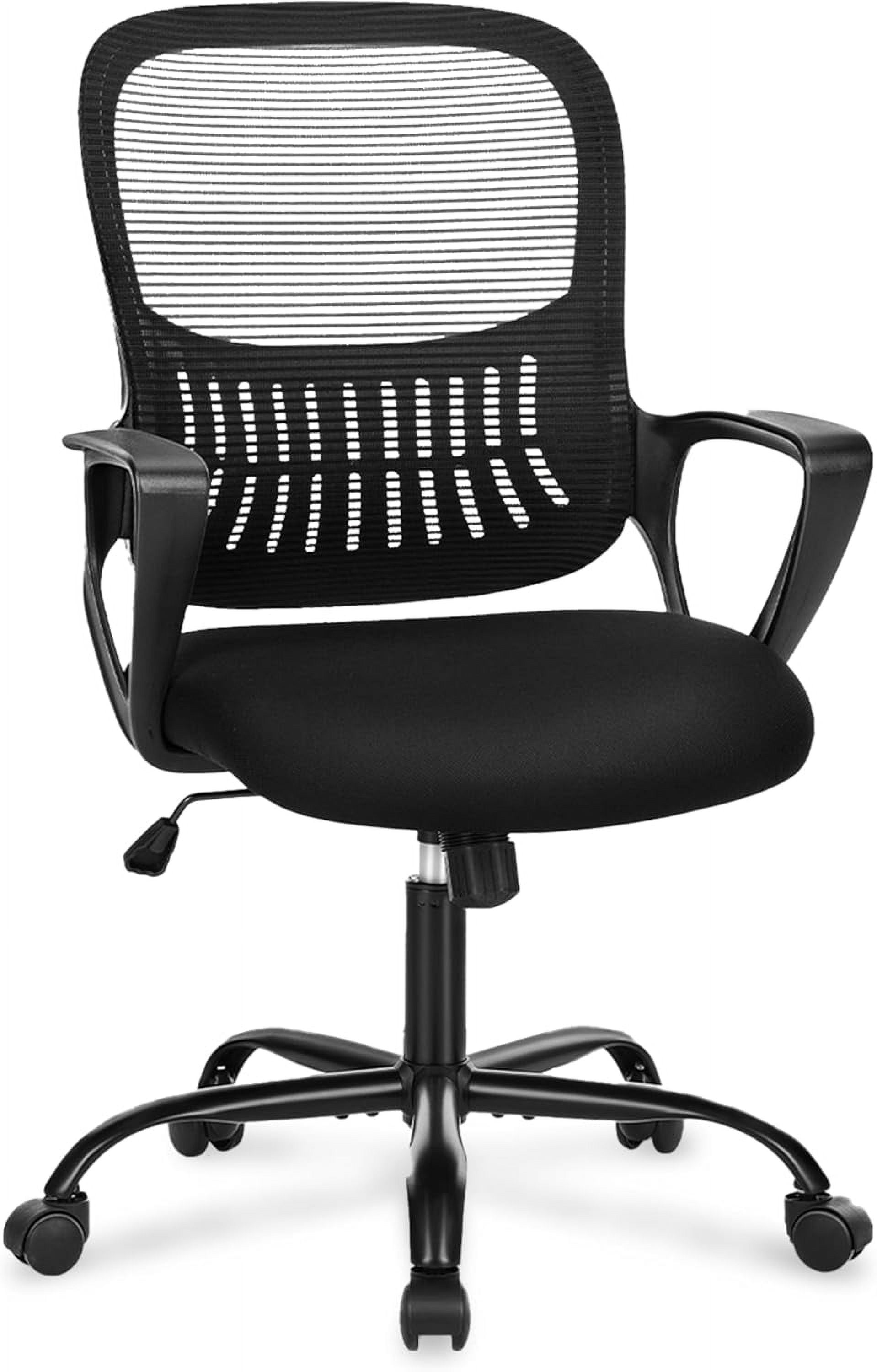Ergonomic High-Back Mesh Office Chair - Breathable Waist and Back Support Computer Chair with Fixed Armrests, Height Adjustment, and 360° Swivel Base(Black)