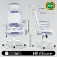 thumbnail image 5 of Nexthro Ergonomic Office Chair, 400 LBS Computer Chairs with Adjustable Lumbar Support, Breathable Mesh Desk Chair Ergonomic with Thickened Cushion, Comfy Home Office Desk Chair (White/Lavender), 5 of 7
