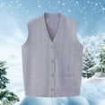 thumbnail image 2 of Yghzkop Men's Knit Vest Sleeveless V-Neck Button Front Cardigan Solid Color Layering Piece Autumn Winter Warm Waistcoat Boho office Smart Casual Chunky Texture Tops, 2 of 3