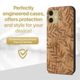 thumbnail image 2 of Case Yard Wooden Case Outside Soft TPU Silicone, Slim Fit Shockproof Wood Protective Phone Cover for Girls Boys Men and Women, Supports Wireless Charging Light Leaves Design case for iPhone-12-Mini, 2 of 7