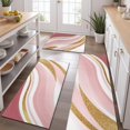 thumbnail image 2 of Pink Gold Marble Pattern Kitchen Rugs Sets Of 3,Kitchen Runner Rugs Non Skid Washable,Decorative Kitchen Floor Mats for Kitchen,Sink,Laundry,17"x30"+ 17"x47" + 17"x59", 2 of 6