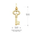 thumbnail image 3 of 14K Yellow Gold Plain Key Charm Pendant with 1.4mm Flat Open Wheat Chain Necklace - 22", 3 of 6