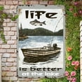 thumbnail image 3 of HELLOYOUNG Vintage Tin Sign "Life Is Better At The Lake" Metal Wall Art Rustic Lakescape Decor for Cabin Farmhouse Bar Indoor Outdoor, 3 of 6