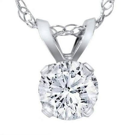 Pompeii 1/4ct Solitaire Round Lab Created Diamond Pendant 14K White Gold (F,VS)