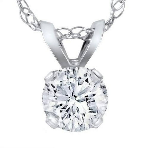 Pompeii 1/4ct Solitaire Round Lab Created Diamond Pendant 14K White Gold (F,VS)