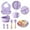Dark Purple, variant on HEQUSIGNS Silicone Baby Feeding Set, 8 Piece Baby Led Weaning Utensils Set, Baby Plates and Bowl Set, Baby Spoon and Fork, Sippy Cup with Straw, Baby Feeding Supplies Set