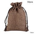thumbnail image 1 of Ounissouiy 50 Uds. Bolsa de lino con cordón organizador de joyas bolsa de almacenamiento de té portátil para el hogar Almacenamiento y organización del hogar F 7x9cm Ounissouiy HA5722-06, 1 of 1