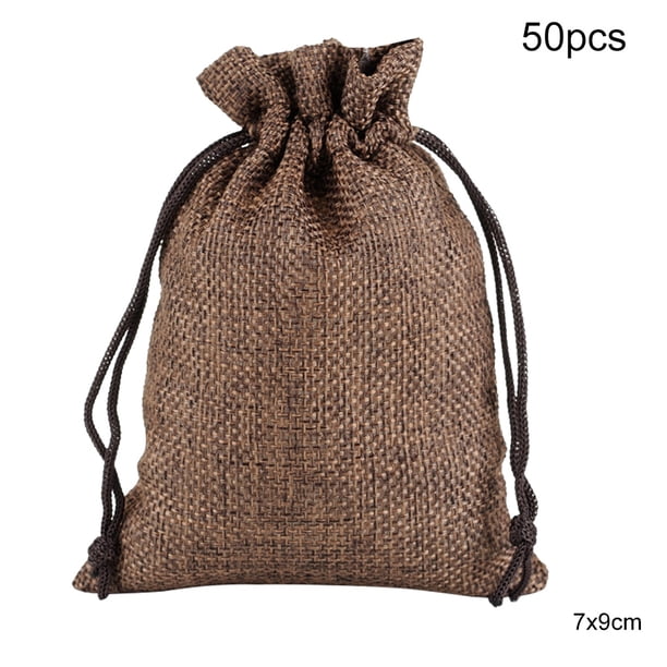 Naiovety 50 Uds. Bolsa de lino con cordón organizador de joyas bolsa de almacenamiento de té portátil para el hogar Almacenamiento y organización del hogar F 7x9cm Naiovety HA5722-06