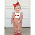 thumbnail image 4 of Rovasas Baby Girls Romper Apple/Duck Embroidery Striped Long Sleeve Jumpsuits, 4 of 9