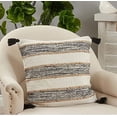 thumbnail image 2 of Fennco Styles Woven Striped Tassel Cotton Jute Decorative Throw Pillow 20" W x 20" L - Black & White Textured Cushion for Home, Couch, Bedroom, Living Room and Office Décor, 2 of 2