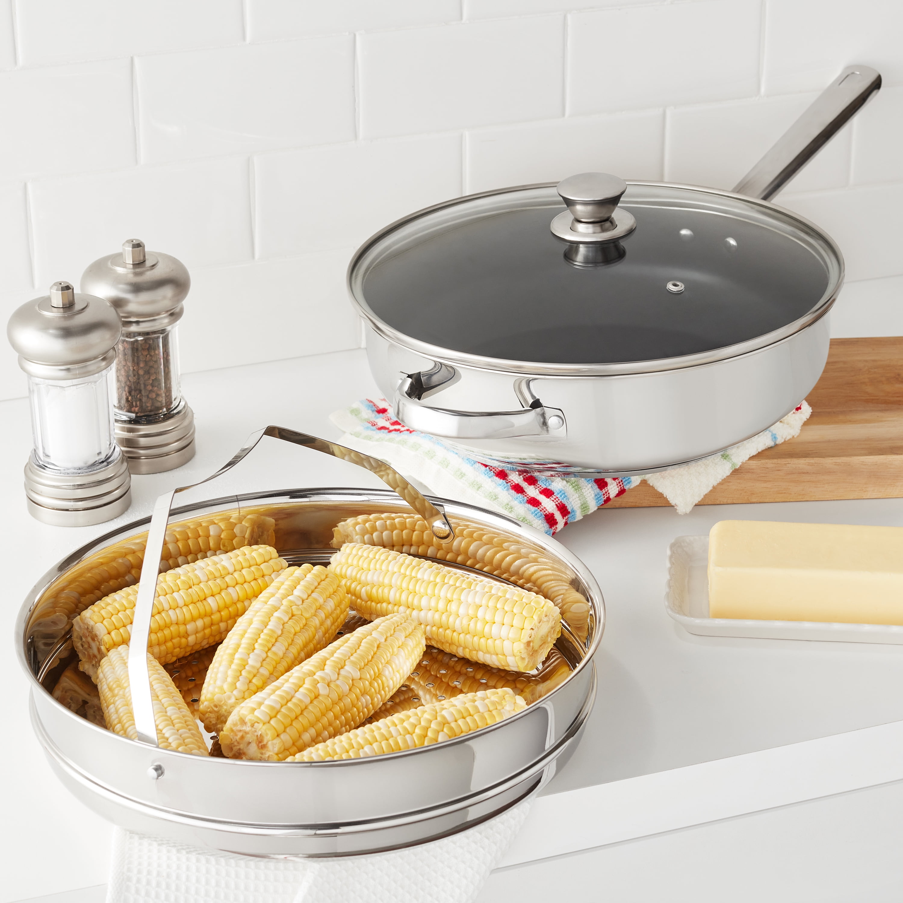 Mainstays Stainless Steel Jumbo 5-Quart Cooker with Steamer Mainstays Stainless Steel Jumbo 5-Quart Cooker with Steamer