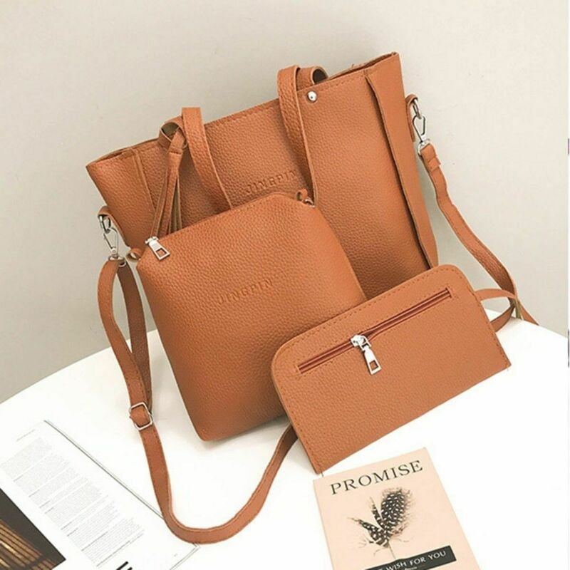 4Pcs//kit Leather Women Handbag Shoulder Bag Tote Purse Messenger Satchel Bag