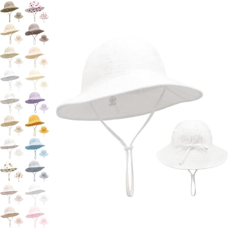 Bmisegm Kids Bucket Hat Adjustable Fisherman Hat for Kids for Summer Outings and Picnics Ideal for Casual Outfits Toddler Hat 1-3 Years 01_White XS