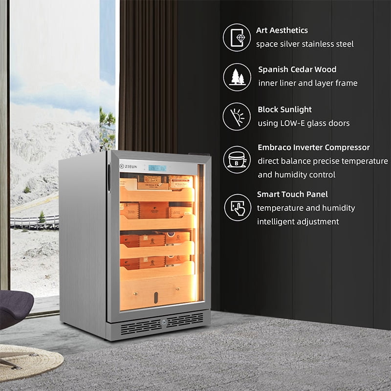 Zieun 84L Electric Cigar Humidor with Temperature & Humidity Control, Holds 800 Cigars