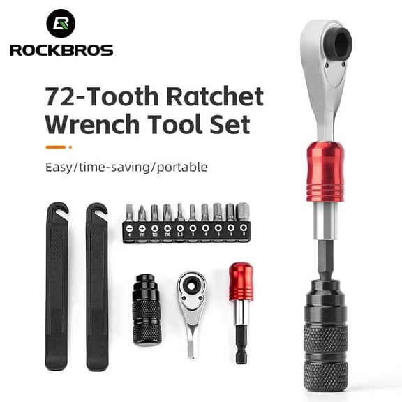 ROCKBROS Bike 72-Tooth Ratchet Wrench Tool Set Magnetic Duel Fixation Drop-shaped Flexible Non-Slip