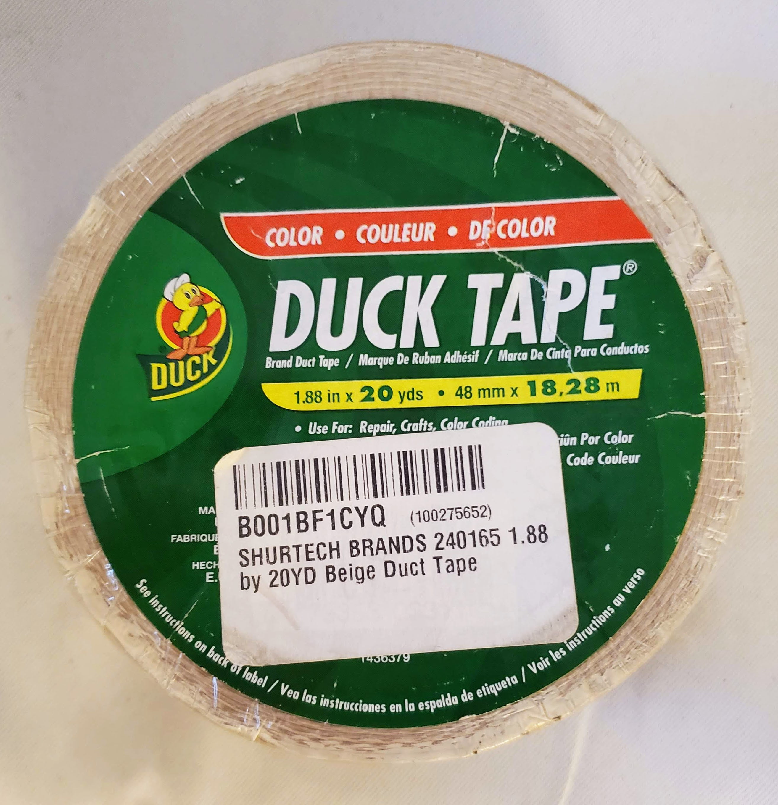 Beige Duck Tape ShurTech 1124160 repairs crafts color coding multiple uses 3PK 
