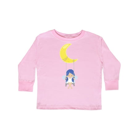 

Inktastic Cute Fairy Fairy On The Moon Fairy On A Swing Gift Toddler Toddler Girl Long Sleeve T-Shirt