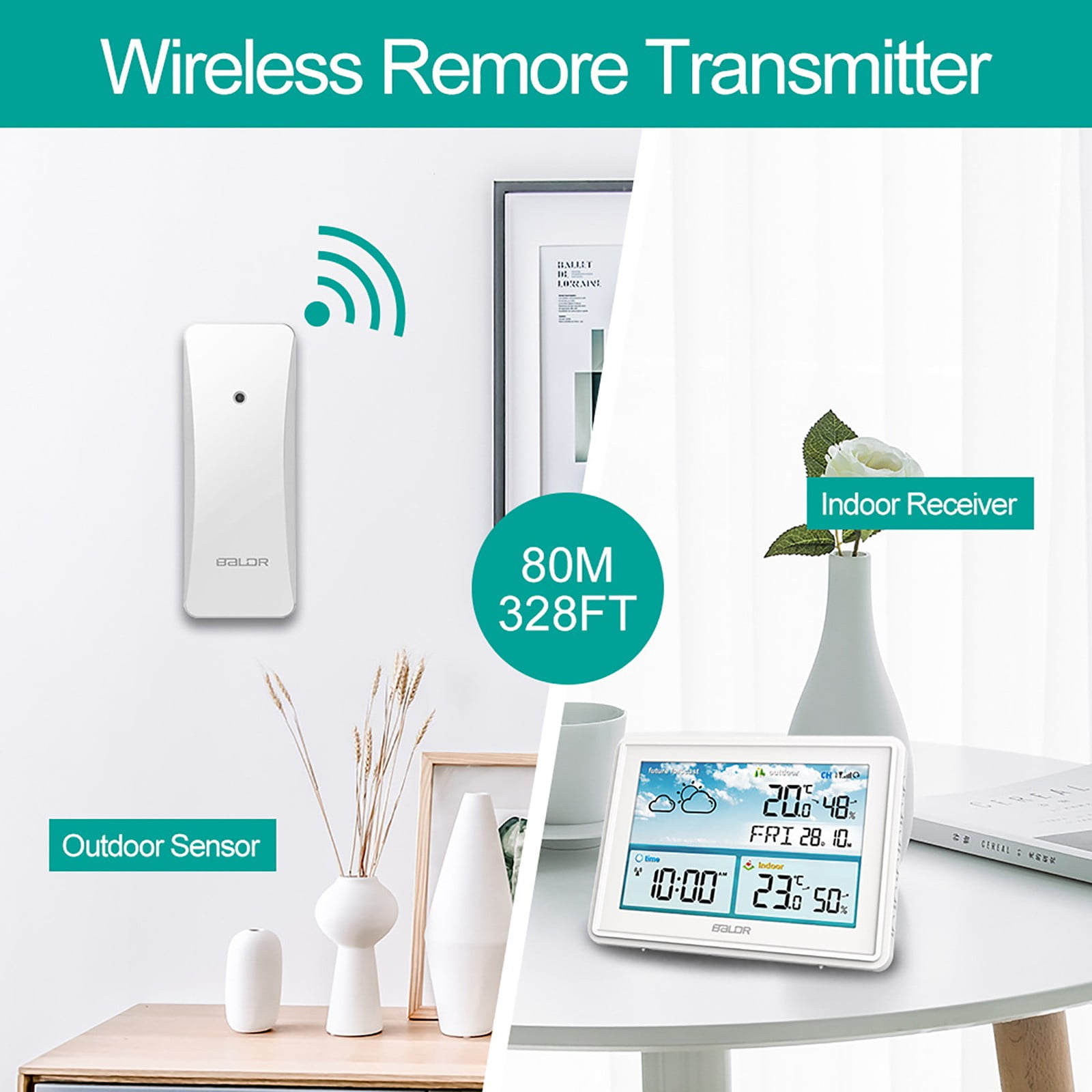 COM1950s A Multifunctional Digital Weather Clock That Can Monitor Weather, Temperature, Humidity, Time Alerts, Calendar, and Weather Conditions At Any Time