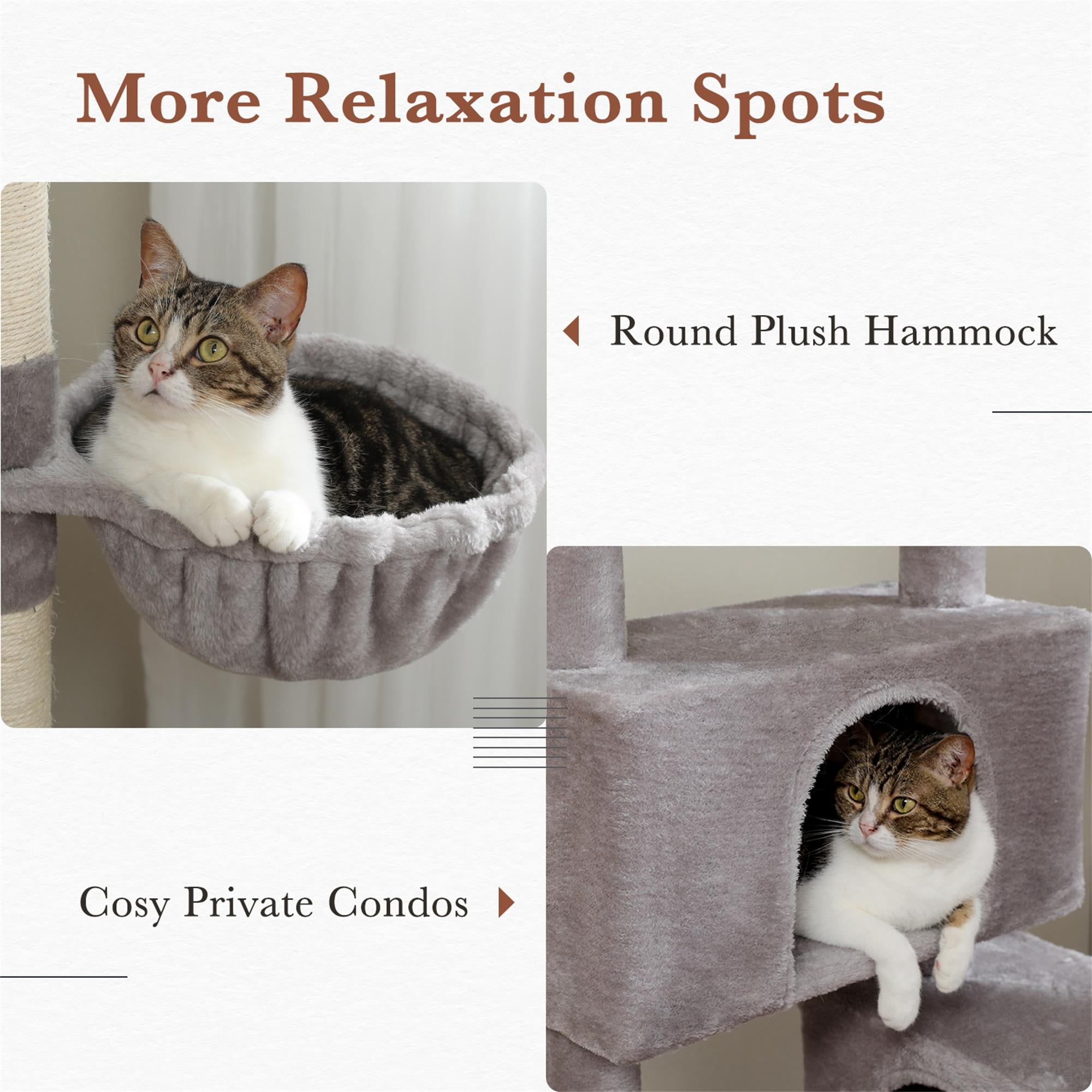 Kadyn 61" Cat Tree Tower for Indoor Cats with Platform and Scratching Posts, Cat Condo Cat Tree House in Pet Supplies, Gray