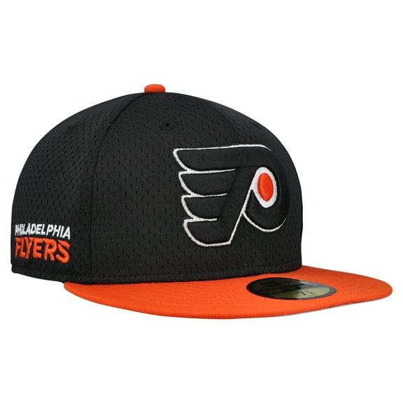 Men's New Era Black/Orange Philadelphia Flyers Mesh Crown Two-Tone 59FIFTY Fitted Hat