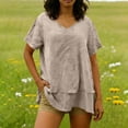 thumbnail image 6 of Hfnxid Womens Summer Tops Ruffle Tiered Short Sleeve Shirts Loose Fit Tunic Crew Neck Shirts Flowy Casual Beach Vacation Blouses Khaki XXL, 6 of 10