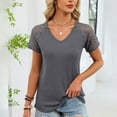 thumbnail image 2 of Sexlip Womens T Shirts V Neck Short Sleeve Tshirt Basic Tee Curved Hem Tops Gray S, 2 of 8