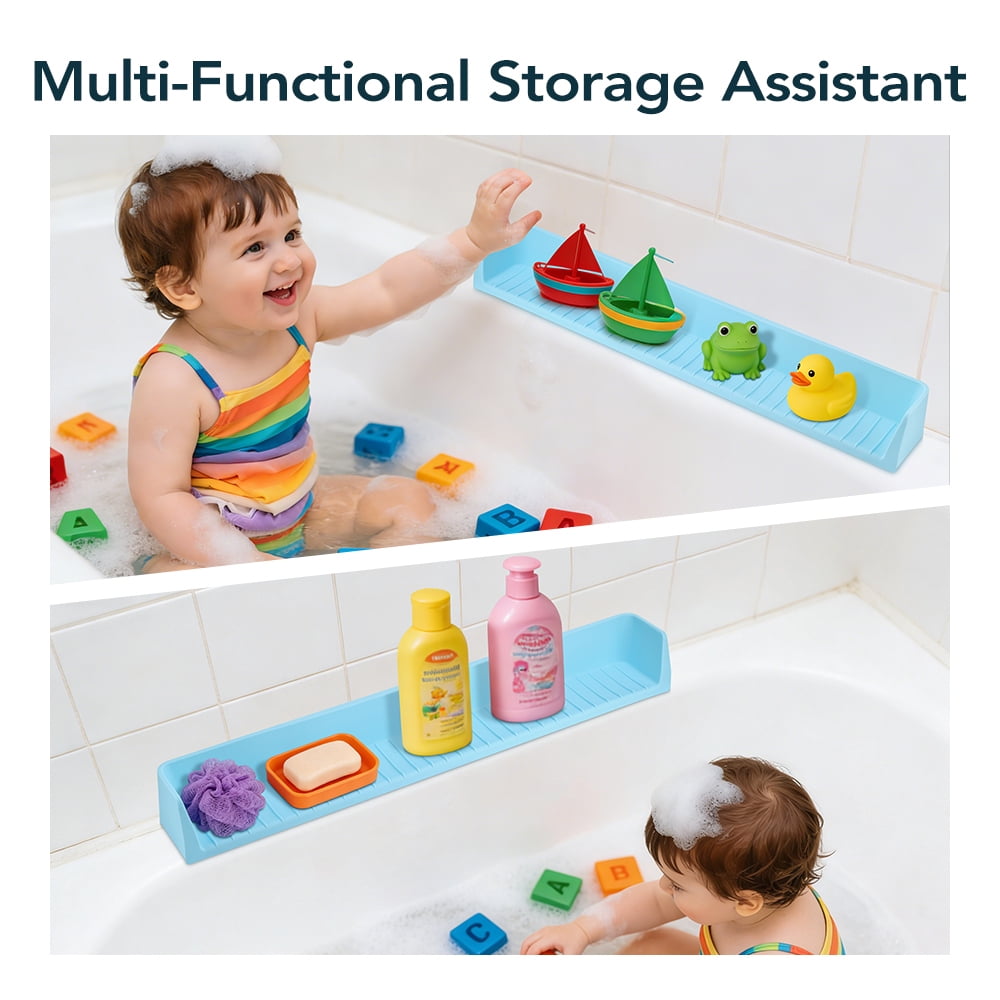 Bathtub Splash Guard for Tub Kids, Toddler Bath Toy Tray with 11 Suction Cups, No Spill Water Barrier, Prevents Mess, Fun Bathtime for Toddlers Baby