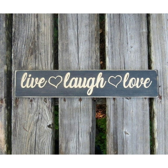 Cskhip Vintage Primitive Funny Decor Live Laugh Love Live Laugh Love Home DecorFarmhouse Rustic Wood Sign 4x16 inch