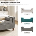 thumbnail image 5 of 54" Storage Bench Upholstered Armrest Bed End Foot Stool 2 Round Pillows Bedroom Entryway Living Room Grey, 5 of 10