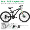 thumbnail image 6 of ESRIDOM 26" Mountain Bike for Adults, 21 Speed Full Suspension MTB, Dual Disc Brakes, High Carbon Steel Frame, 85% Pre-Assembled, for Men & Women, 6 of 8