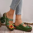 thumbnail image 5 of Xfvqtps Womens Mules Clog Wedge Close Toe Hollow out Flower Decoration Retro Ethnic Style Slide Backless Flower Print Non Slip Breathable Summer Leather Sandals Green, 5 of 8