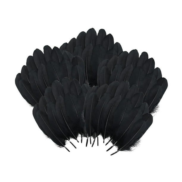 100 piezas de plumas artesanales para uso decorativo, accesorios hechos a mano para joyería. Negro