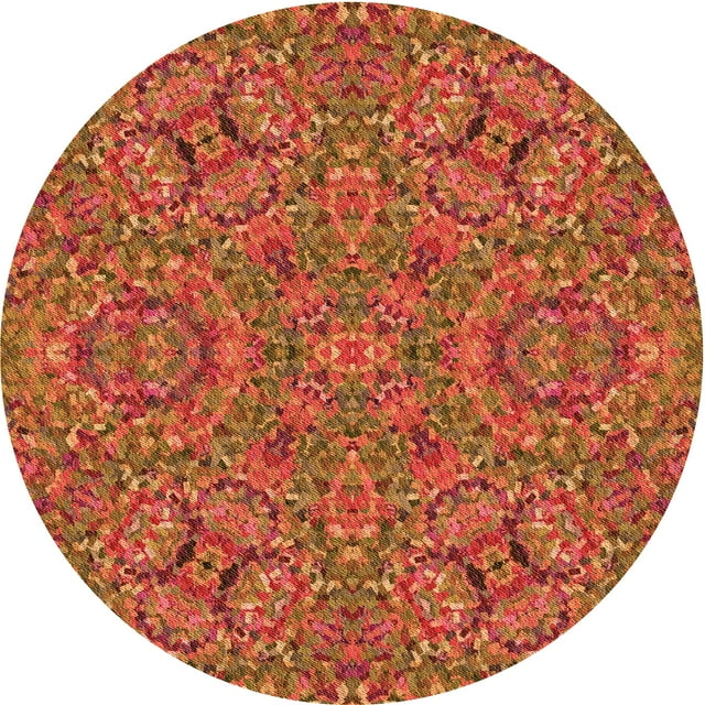 Ahgly Company Tapis d'Intérieur Lavable à la Machine, Carré, Transitionnel, Orange, Tapis de Zone, 3 Pieds Carré