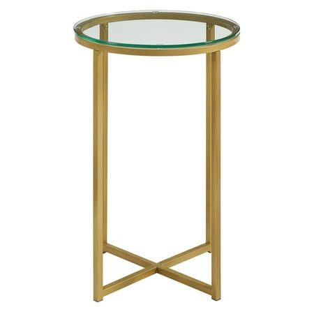 Brass Office Table - Walker Edison Round End Table