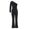 thumbnail image 5 of aidice Rompers for Women Dressy off Shoulder Belt Slim Fitting Long Sleeve Comfy Flare Pants Jumpsuits, 5 of 6