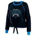 thumbnail image 2 of Women's WEAR by Erin Andrews Black/Blue Carolina Panthers Tie-Front Long Sleeve Top, 2 of 4