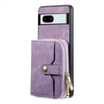 thumbnail image 4 of TECH CIRCLE Wallet Case for Google Pixel 8,  PU Leather Flip Folio Adjustable Detachable Crossbody Zipper Purse Case with Card Holder Kickstand Case for Google Pixel 8 6.2" 2023, Purple, 4 of 8