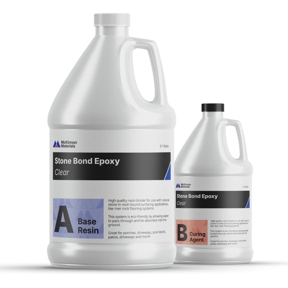 McKinnon Stone Bond Resin Bound Surfacing Epoxy 1 Gallon, Pebble and Gravel Binder for Driveways, Patios, Pool Decks, Walkways, UV Stable, Made in the USA