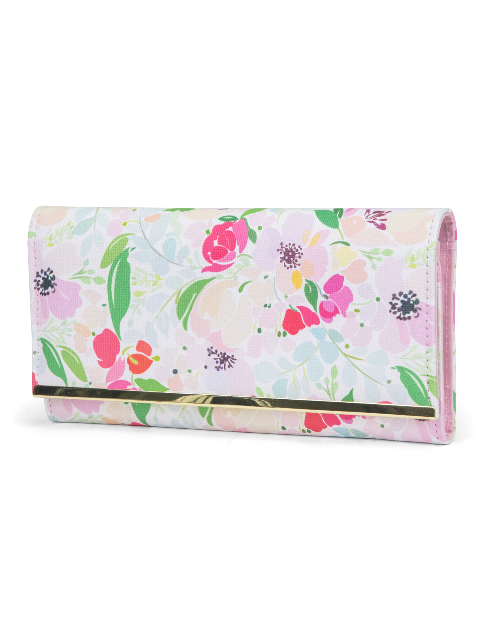 Faux Leather Pastel Pink Lilac Cute Kitty Cat Ears Face Long Fold Purse Wallet