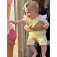 thumbnail image 6 of Loicainy Baby Toddler Girl Fake-two Romper 3 6 9 12 18 Months Floral Short Sleeve Jumpsuit and Bow Headband 2 Piece Set, 6 of 10