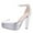 Silver, variant on YDN Women Classic Pointy Toe Platform D'Orsay Pumps Chunky Cone High Heel Buckle Strap Shoes for Wedding Bridal Party Size 7.5 Silver